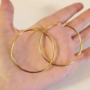 NWOT Large 50mm Yellow Gold Hoop Earrings